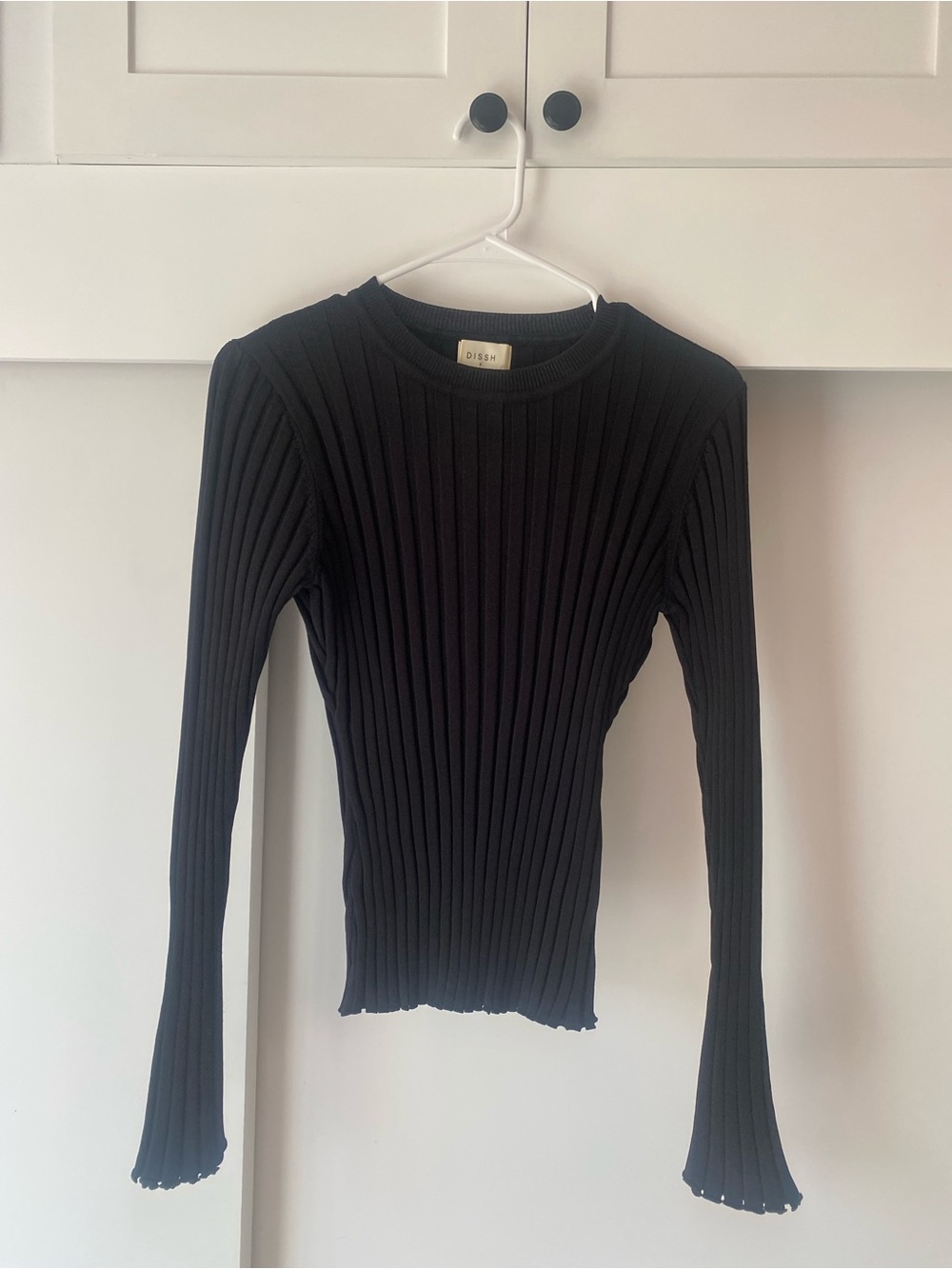 DISSH Black Ribbed Long Sleeve Tee